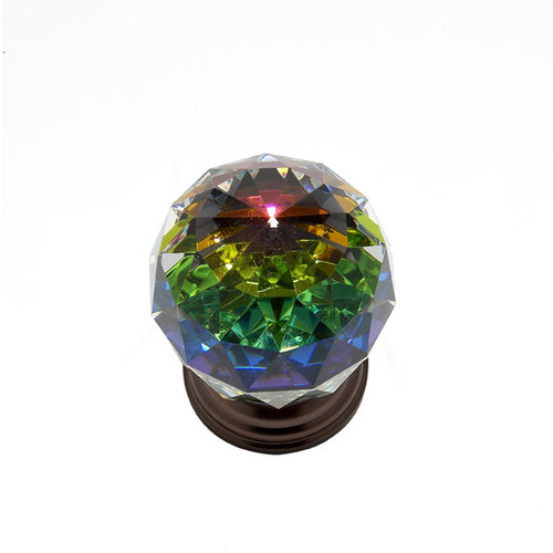 JVJ 38912 Old World Bronze 50 mm (2") Round Faceted 31% Leaded Crystal Door Knob with Prism