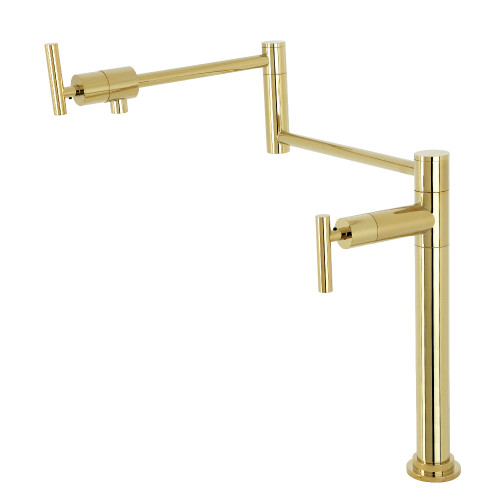 Kingston Brass KS4702CML Manhattan Deck Mount Pot Filler, Polished Brass