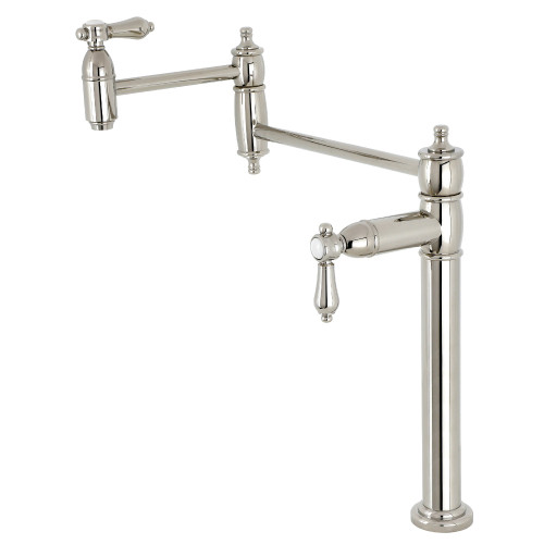 Kingston Brass KS3706BAL Heirloom Deck Mount Pot Filler, Polished Nickel