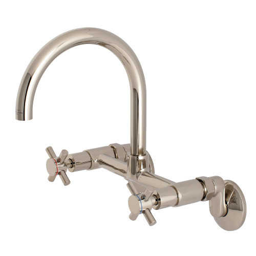 Kingston Brass KS414PN Concord 8-Inch Adjustable Center Wall Mount Kitchen Faucet, Polished Nickel