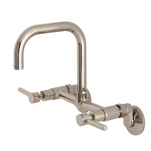 Kingston Brass KS813PN Concord 8-Inch Adjustable Center Wall Mount Kitchen Faucet, Polished Nickel