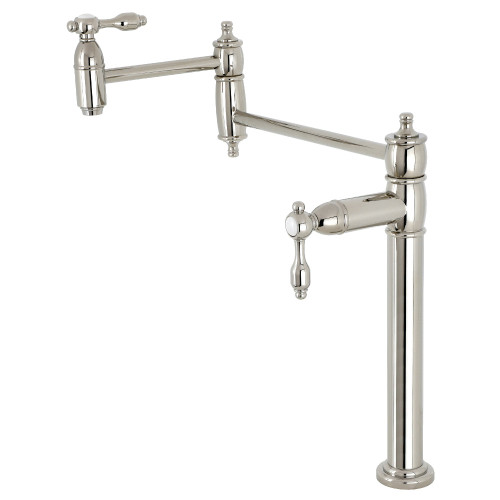 Kingston Brass KS3706TAL Tudor Deck Mount Pot Filler, Polished Nickel