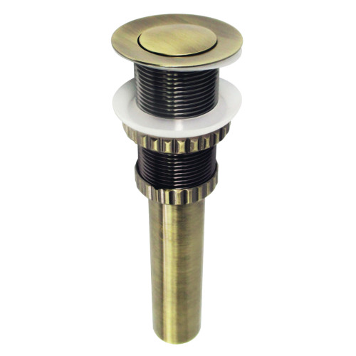 Kingston Brass EV8413 Coronet Push Pop-Up Bathroom Sink Drain without Overflow, Antique Brass