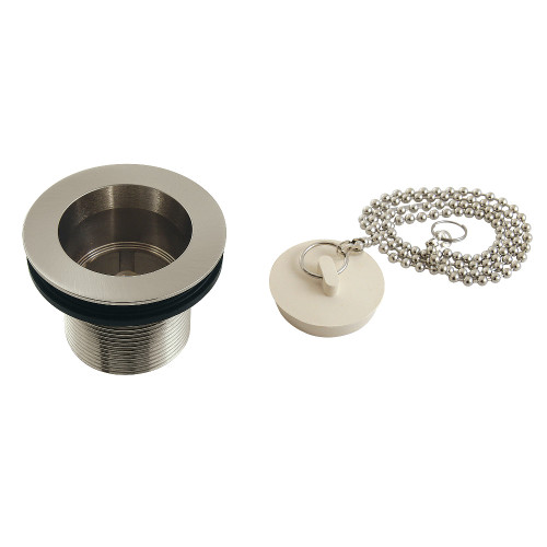 Kingston Brass DSP15SN 1-1/2" Chain and Stopper Tub Drain with 1-1/2" Body Thread, Brushed Nickel