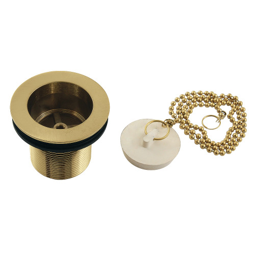 Kingston Brass  DSP17SB 1-1/2" Chain and Stopper Tub Drain with 1-3/4" Body Thread, Brushed Brass