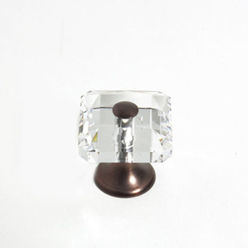 JVJ 38312 Old World Bronze 28 mm (1 1/8") Square 31% Leaded Crystal Door Knob With Cap