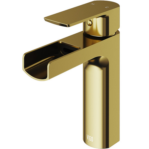 Vigo Ileana Single Hole Bathroom Faucet In Matte Brushed Gold
