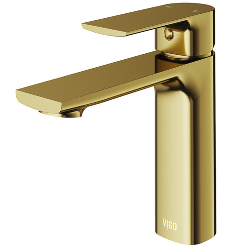 Vigo Davidson Single Hole Bathroom Faucet In Matte Brushed Gold