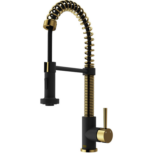 Vigo VG02001MGMB Edison Pull-Down Spray Kitchen Faucet In Matte Brushed Gold And Matte Black