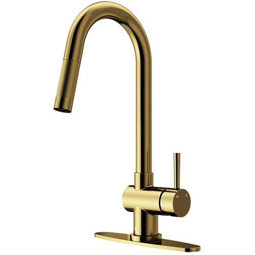 Vigo VG02008MGK1 Gramercy Pull-Down Kitchen Faucet And Deck Plate In Matte Brushed Gold