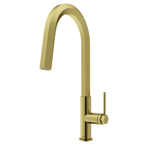 Vigo Hart Hexad Pull-Down Kitchen Faucet In Matte Brushed Gold