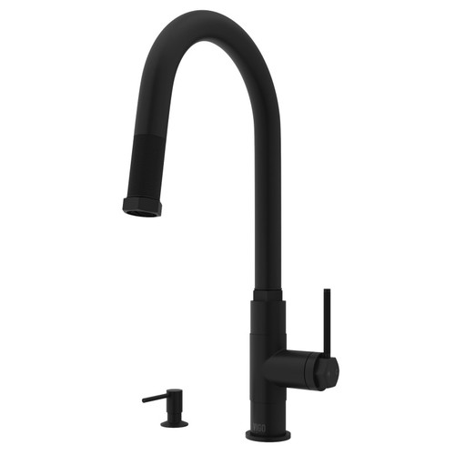 Vigo VG02035MBK2 Hart Hexad Pull-Down Kitchen Faucet With Soap Dispenser In Matte Black