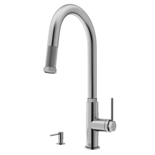 Vigo  VG02035STK2 Hart Arched Pull-Down Kitchen Faucet With Soap Dispenser In Stainless Steel