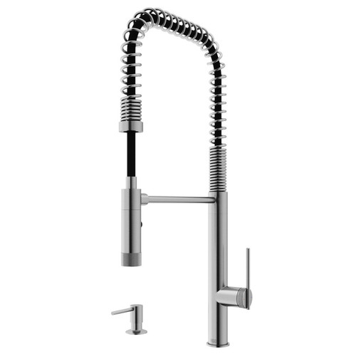 Vigo VG02037STK2 Sterling Pull-Down Kitchen Faucet With Soap Dispenser In Stainless Steel