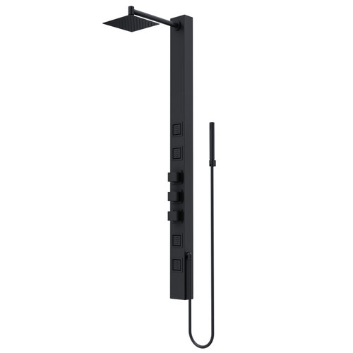 Vigo Sutton 4 In. Shower Massage Panel With Square Rainfall Showerhead And Hand Shower In Matte Black