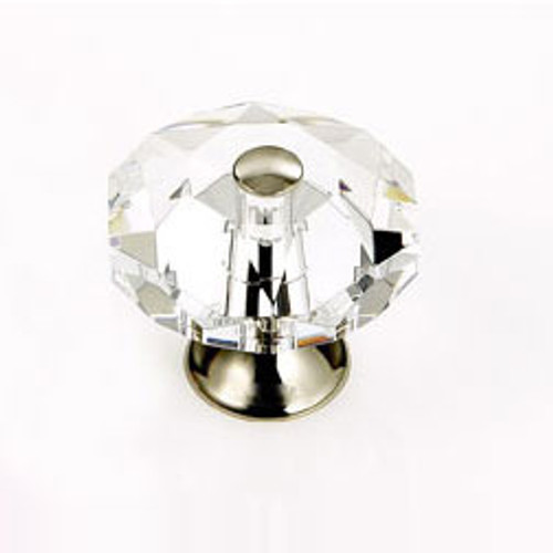 JVJ 37314 Polished Nickel 35 mm (1 3/8") Eight Sided Faceted 31% Leaded Crystal Door Knob With Cap