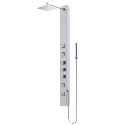 Vigo Sutton 5 In. Shower Massage Panel With Square Waterfall Showerhead And Hand Shower In Stainless Steel