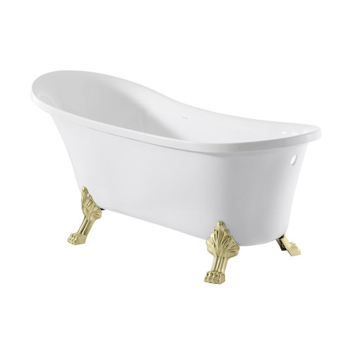 Swiss Madison SM-FB585CBG Caché Single Slipper, Clawfoot Soaking Acrylic Bathtub, Brushed Gold Clawfoot