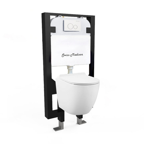 Swiss Madison SM-WK449-01W Well Made Forever SM-WK449-01W - St. Tropez Wall-Hung Toilet Bundle, Glossy White
