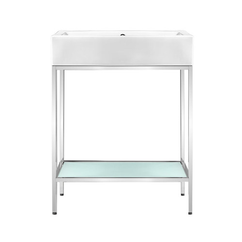 Swiss Madison SM-BV71C Pierre 24" Single, Freestanding, Open Shelf, Chrome Metal Frame Bathroom Vanity With Sink