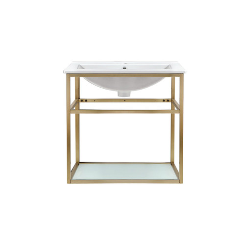 Swiss Madison SM-BV552G Pierre 24 Single, Open Shelf, Gold Metal Frame Bathroom Vanity