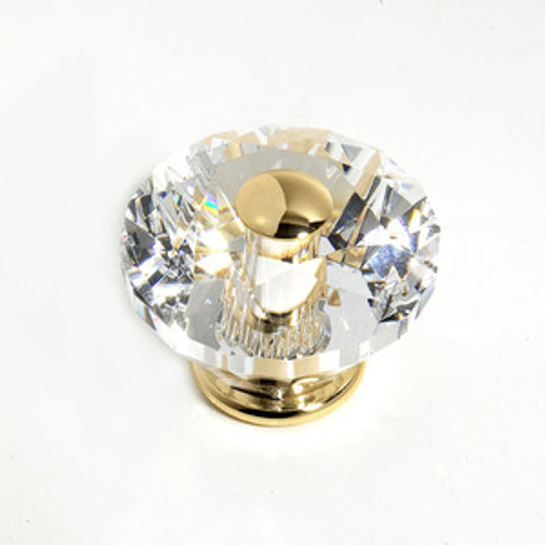 JVJ 36824 24 K Gold Plated 60 mm (2 3/8") Diamond Cut 31% Leaded Crystal Door Knob