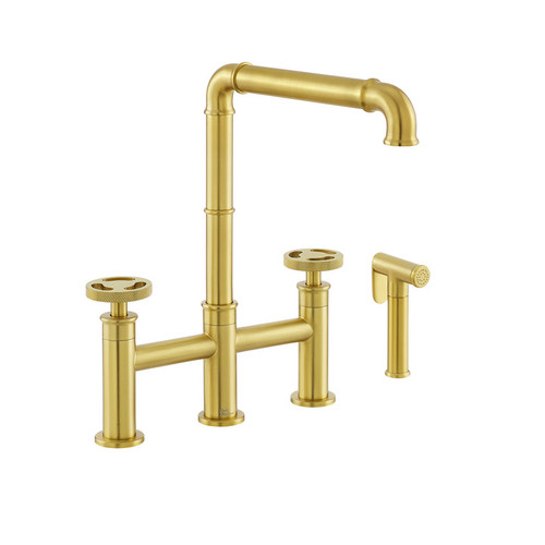 Swiss Madison SM-KF79BG Avallon Pro Widespread Kitchen Faucet with Side Sprayer in Brushed Gold