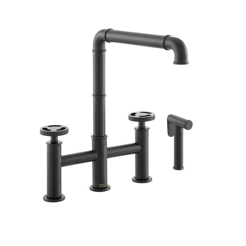 Swiss Madison SM-KF79MB Avallon Pro Widespread Kitchen Faucet with Side Sprayer in Matte Blac