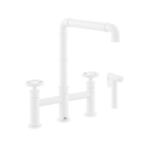 Swiss Madison SM-KF79MW Avallon Pro Widespread Kitchen Faucet with Side Sprayer - Matte White