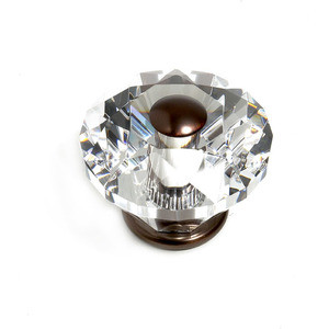 JVJ Old World Bronze 60 mm (2 3/8") Diamond Cut 31% Leaded Crystal Door Knob - 36812