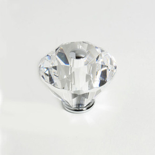 JVJ 36726 Chrome 40 mm (1 9/16") Diamond Cut 31% Leaded Crystal Door Knob