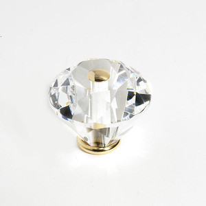 JVJ 24 K Gold Plated 40 mm (1 9/16") Diamond Cut 31% Leaded Crystal Door Knob - 36724