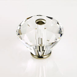 JVJ Polished Nickel 40 mm (1 9/16") Diamond Cut 31% Leaded Crystal Door Knob - 36714