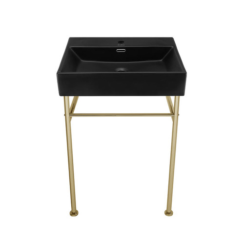 Swiss Madison SM-CS751 Claire 24" Matte Black Basin Console Sink with Gold Legs