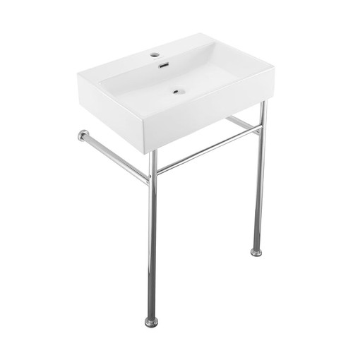 Swiss Madison Claire 24" Rectangle Console Sink with Faucet, Drain, P-trap included, with Chrome Legs - SM-SK711-10C