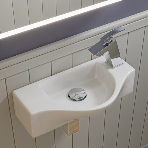 Alfi ABC114 White 18" x 10" Small Wall Mounted Ceramic Sink with Faucet Hole