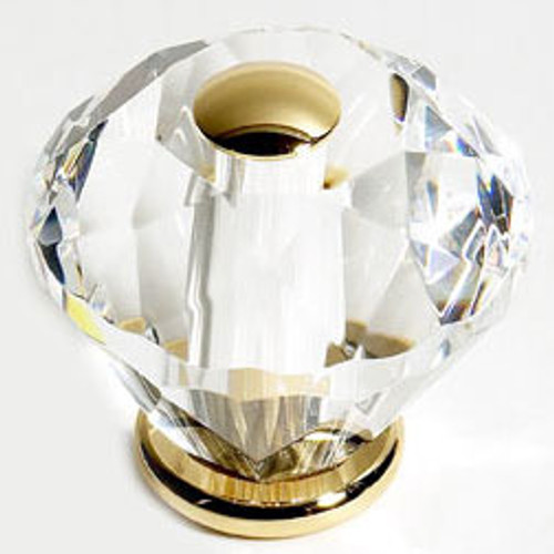 JVJ 36524 24 K Gold Plated 30 mm (1 3/16") Diamond Cut 31% Leaded Crystal Door Knob