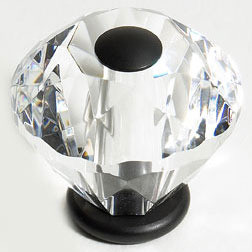JVJ Oil Rubbed Bronze 30 mm (1 3/16") Diamond Cut 31% Leaded Crystal Door Knob - 36520
