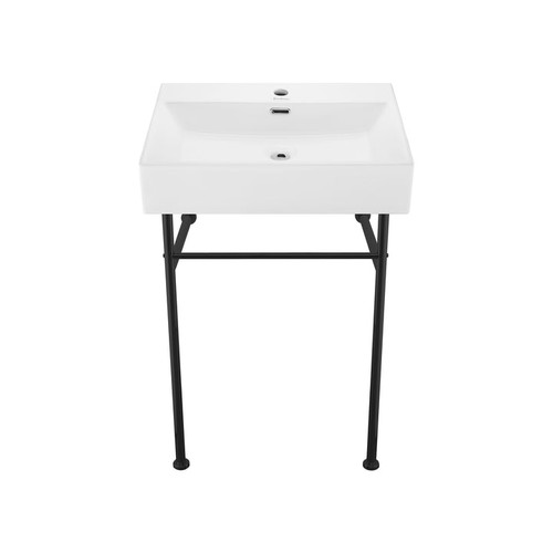 Swiss Madison SM-CS771 Claire 24" White Basin Console Sink with Black Legs