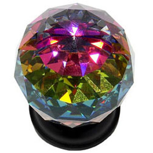 JVJ 36420 Oil Rubbed Bronze 40 mm (1 9/16") Round Faceted 31% Leaded Crystal Door Knob With Prism