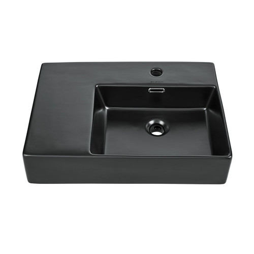 Swiss Madison SM-WS323MB St. Tropez 24 x 18 Ceramic Wall-Mount Sink with Right Side Faucet Mount, Matte Black