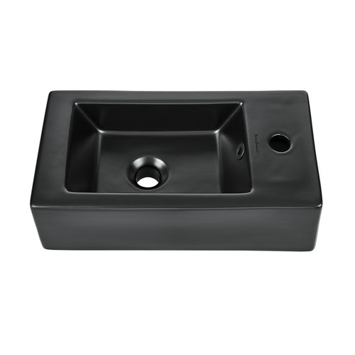 Swiss Madison SM-WS316MB Voltaire 19.5 x 10 Rectangular Ceramic Wall Hung Sink with Right Side Faucet Mount, Matte Black