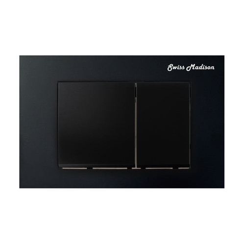 Swiss Madison SM-WC002B Wall Mount Actuator Flush Push Button Plate with Square Buttons - Matte Black