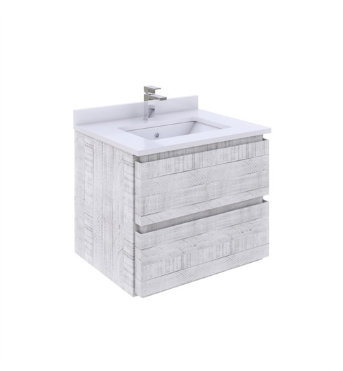 Fresca FCB3124RWH-CWH-U Formosa 24" Wall Hung Modern Bathroom Cabinet w/ Top & Sink in Rustic White