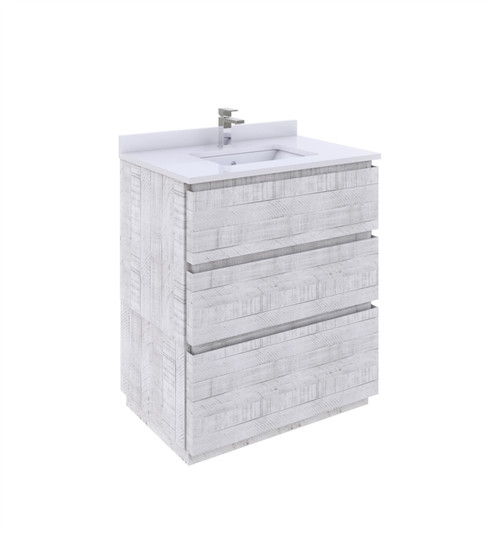 Fresca FCB3130RWH-FC-CWH-U Formosa 30" Floor Standing Modern Bathroom Cabinet w/ Top & Sink in Rustic White