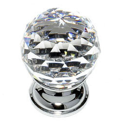 JVJ Chrome 30 mm (1 3/16") Round Faceted 31% Leaded Crystal Door Knob - 35226