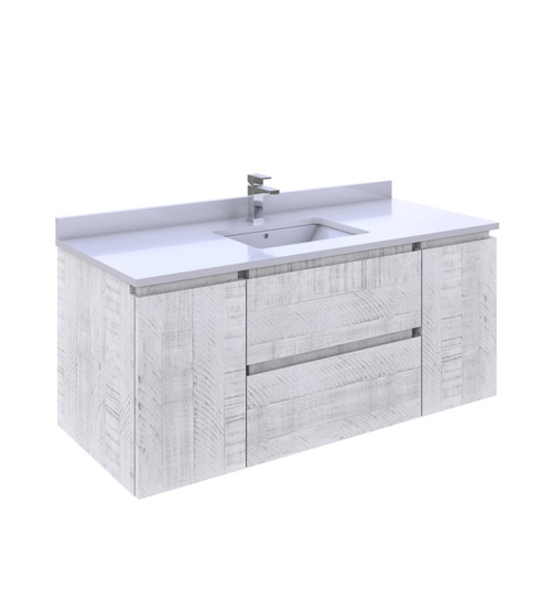 Fresca FCB31-122412RWH-CWH-U Formosa 48" Wall Hung Modern Bathroom Cabinet w/ Top & Sink in Rustic White