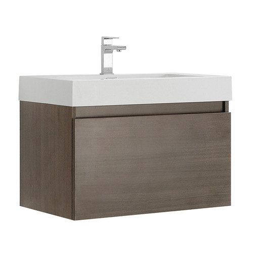 Fresca FCB8007GO-I Mezzo 30" Gray Oak Wall Hung Modern Bathroom Cabinet w/ Integrated Sink