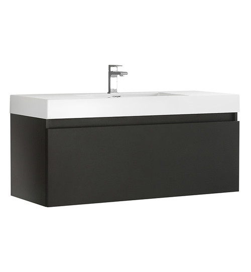 Fresca FCB8011BW-I Mezzo 48" Black Wall Hung Modern Bathroom Cabinet w/ Integrated Sink