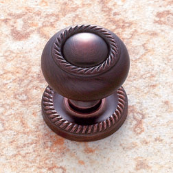 JVJ Old World Bronze 1 1/4" Rope Door Knob With Back Plate - 34512